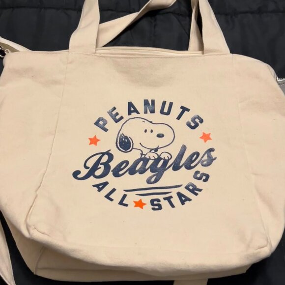 SNOOPY PEANUTS canvas tote bag with shoulder strap and hangtag (cute) - Picture 1 of 5